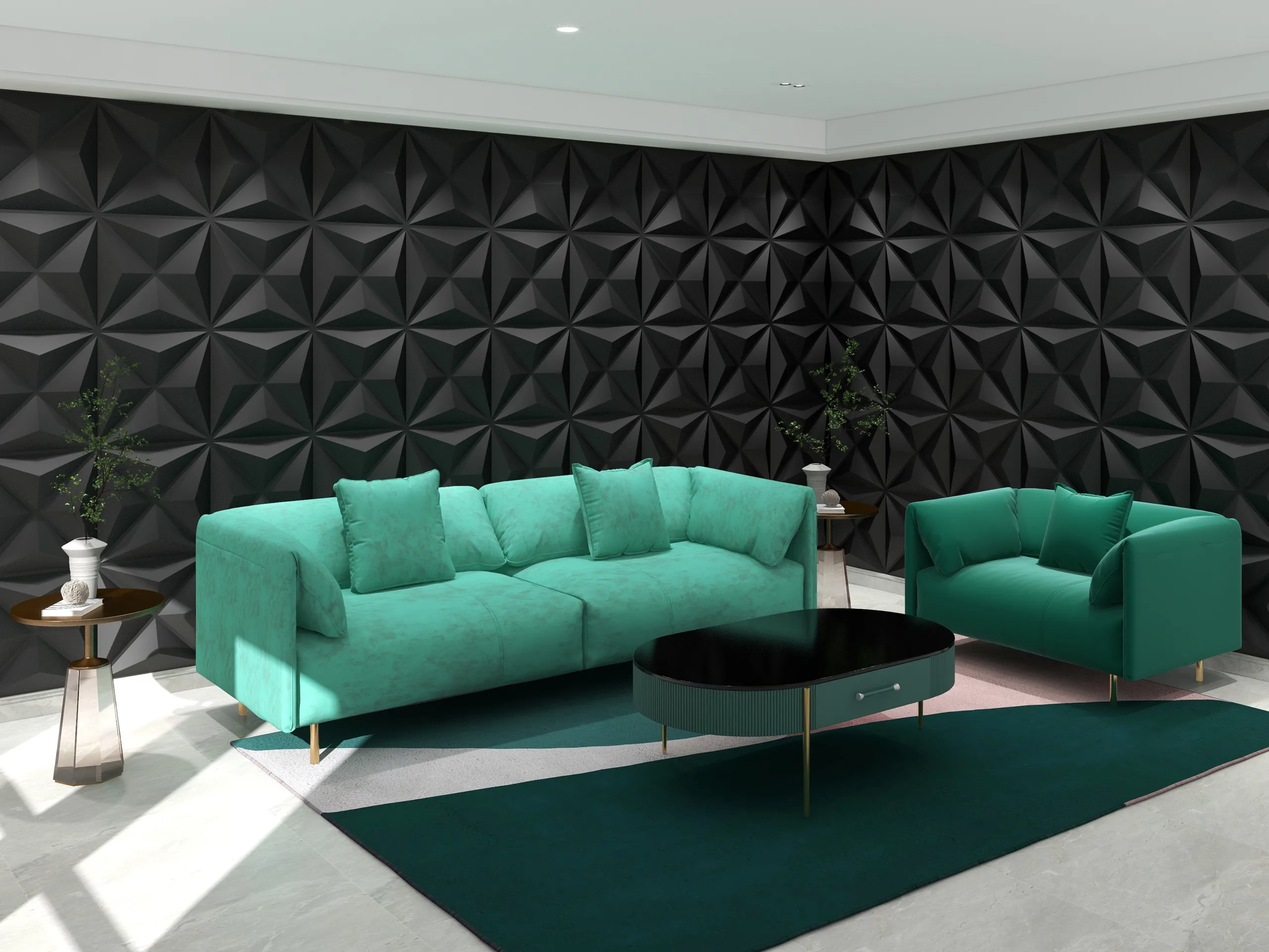 FINE STAR BLACK-3D Texture - Pack of 12 Stylish PVC Panels, Covering 32 Sq Ft - Elevate Your Interior Décor - Image 2