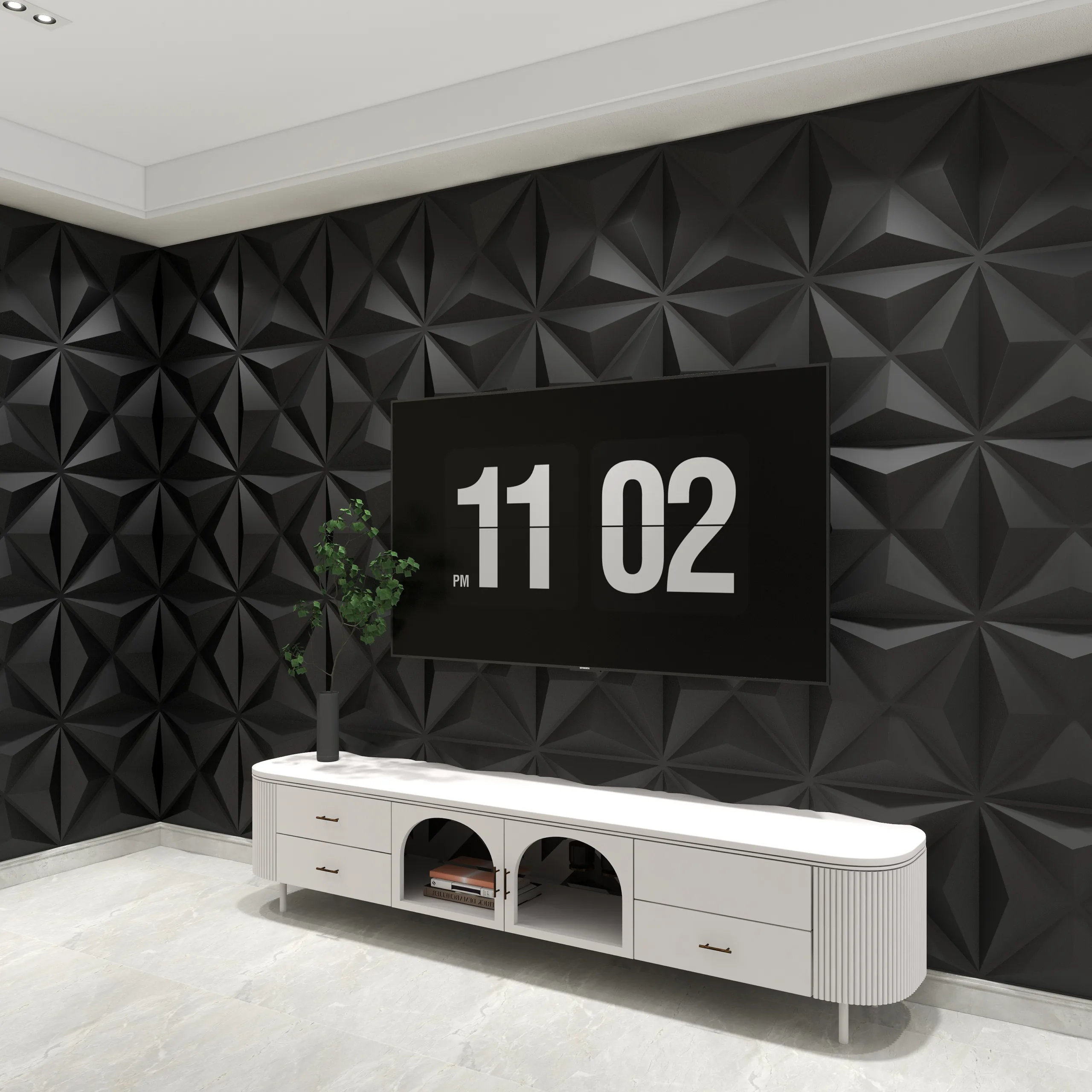 FINE STAR BLACK-3D Texture - Pack of 12 Stylish PVC Panels, Covering 32 Sq Ft - Elevate Your Interior Décor - Image 3