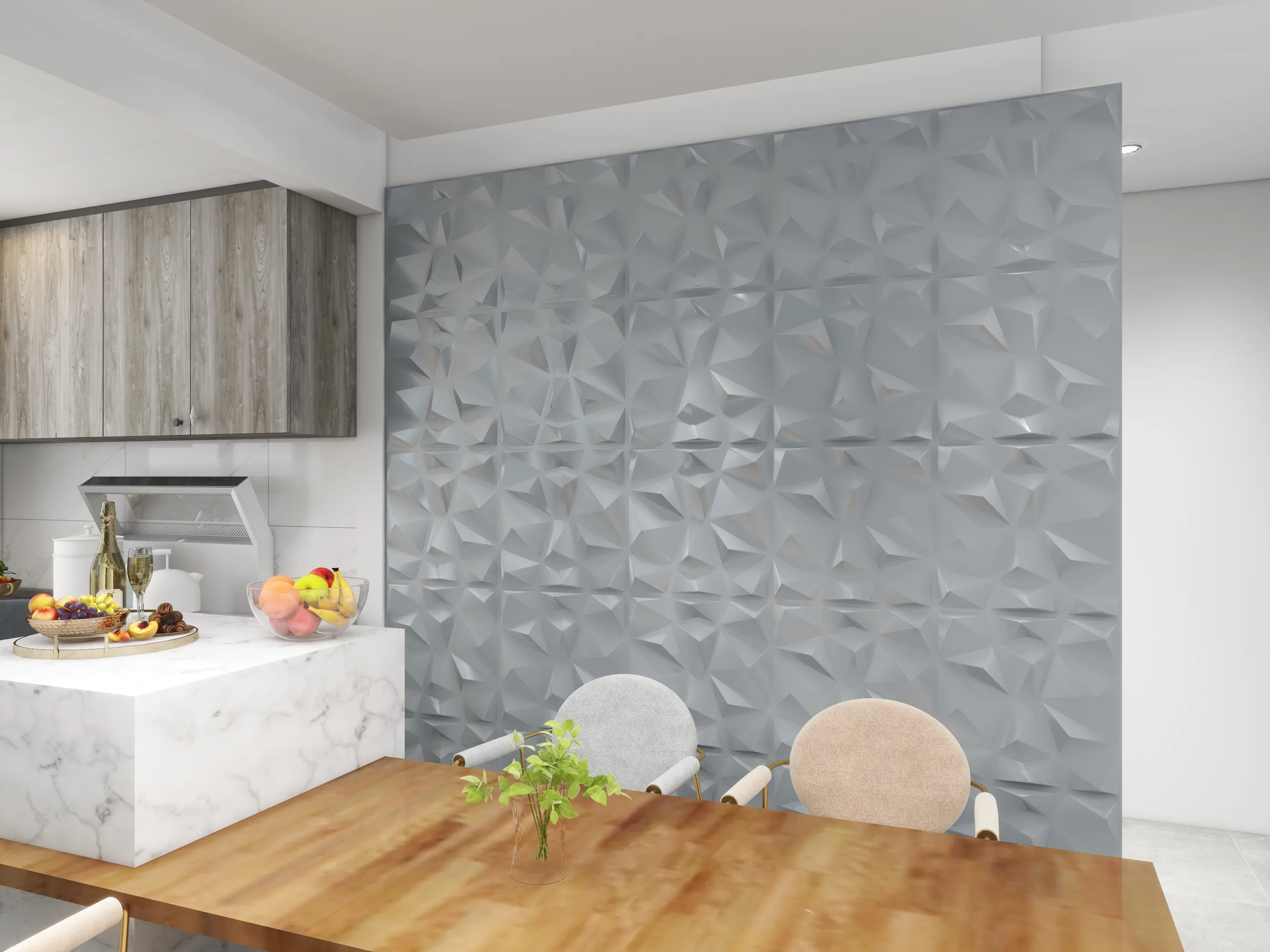 DIVINE DIMOND SILVER-3D Texture - Pack of 12 Stylish PVC Panels, Covering 32 Sq Ft - Elevate Your Interior Décor - Image 6