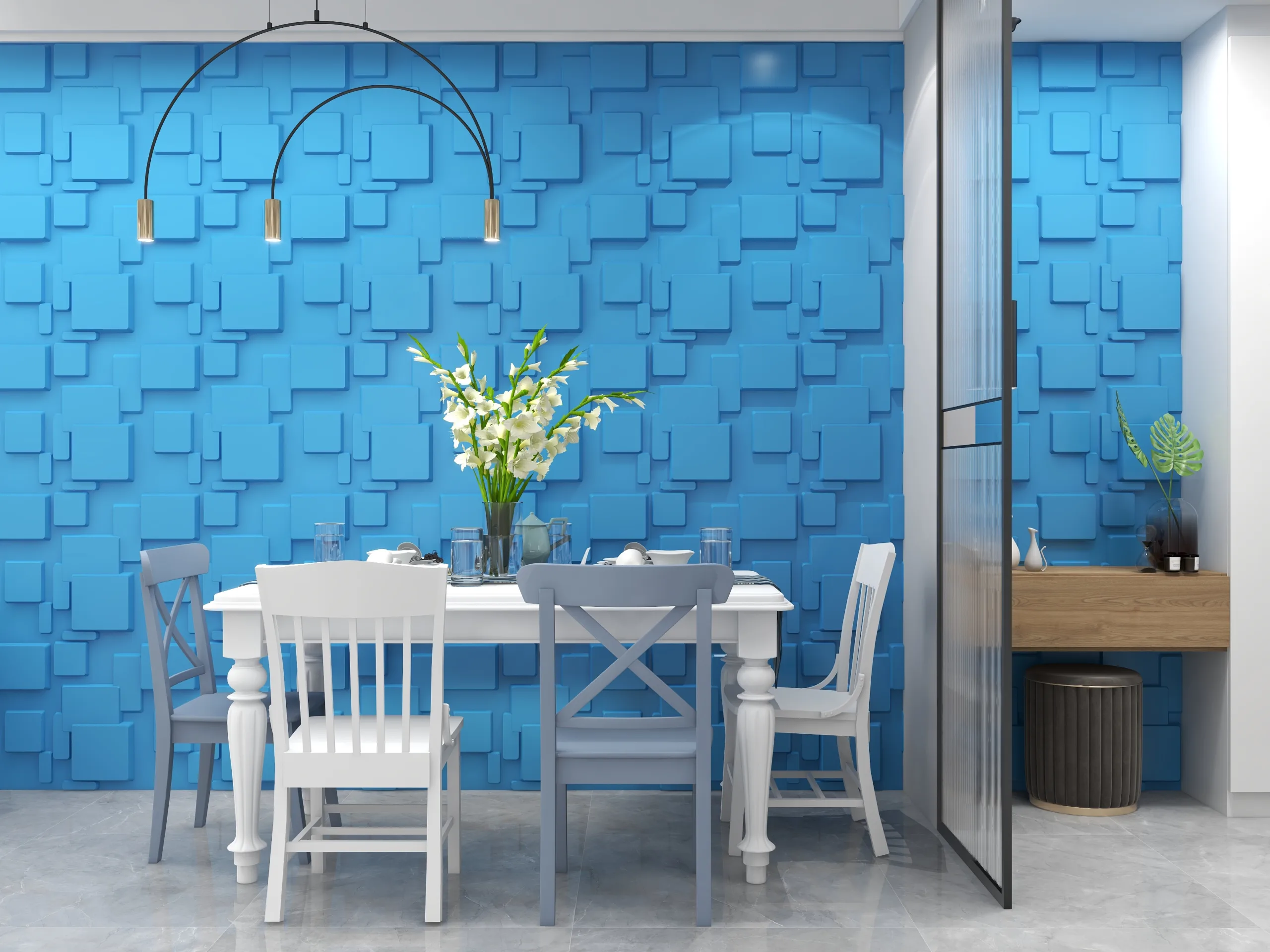 ANGELIC ROYAL BLUE-3D Texture - Pack of 12 Stylish PVC Panels, Covering 32 Sq Ft - Elevate Your Interior Décor - Image 3