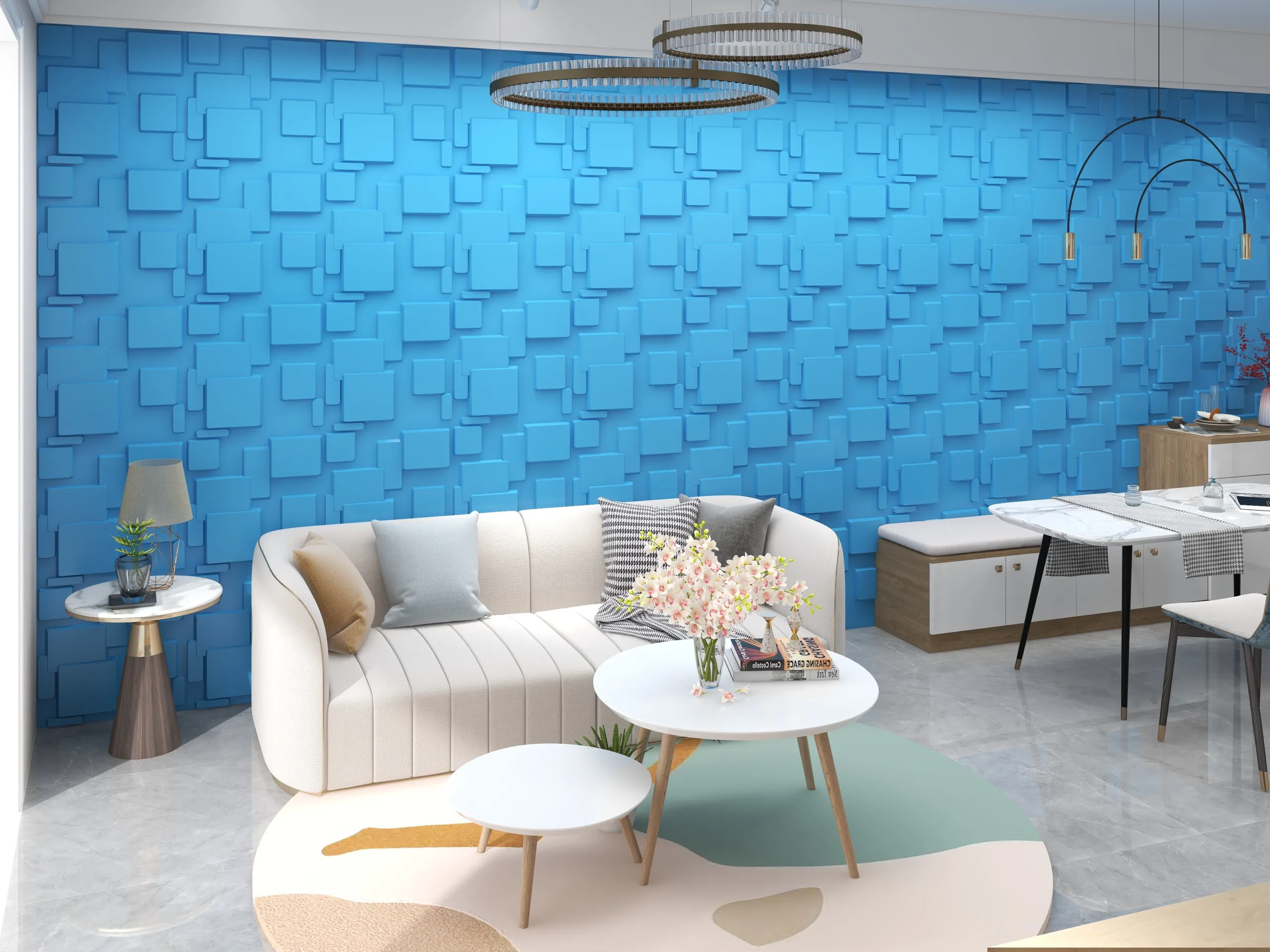 ANGELIC ROYAL BLUE-3D Texture - Pack of 12 Stylish PVC Panels, Covering 32 Sq Ft - Elevate Your Interior Décor - Image 5