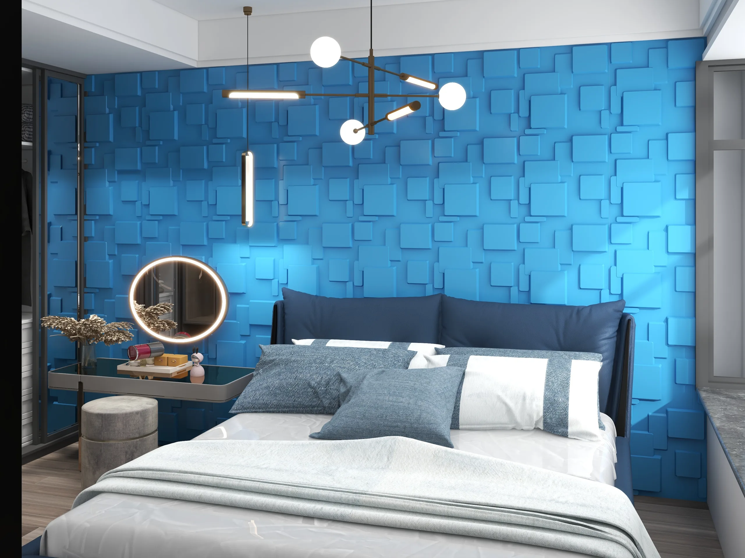 ANGELIC ROYAL BLUE-3D Texture - Pack of 12 Stylish PVC Panels, Covering 32 Sq Ft - Elevate Your Interior Décor - Image 7
