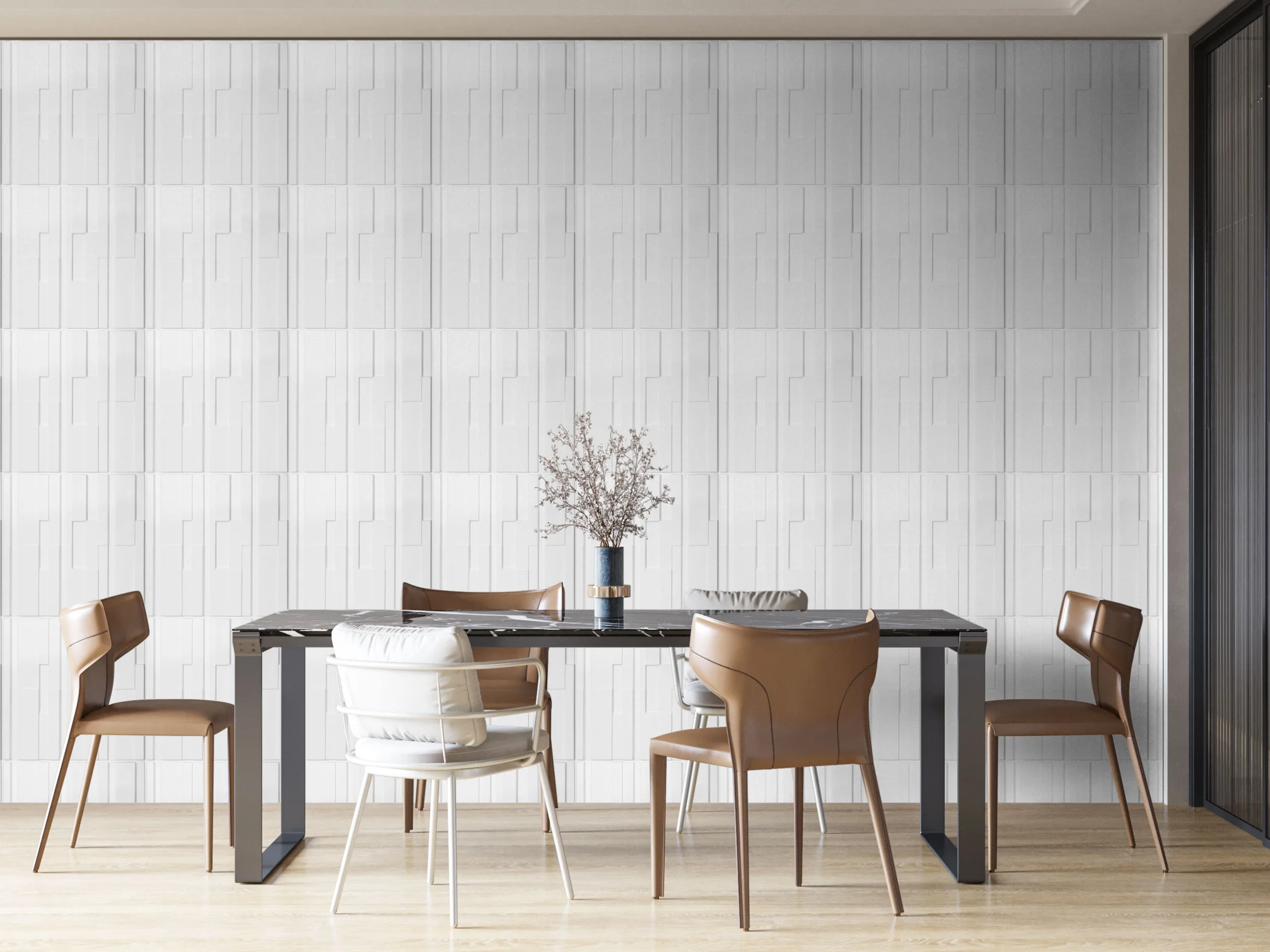 DAZZLING SQUARE WHITE-3D Texture - Pack of 12 Stylish PVC Panels, Covering 32 Sq Ft - Elevate Your Interior Décor - Image 2