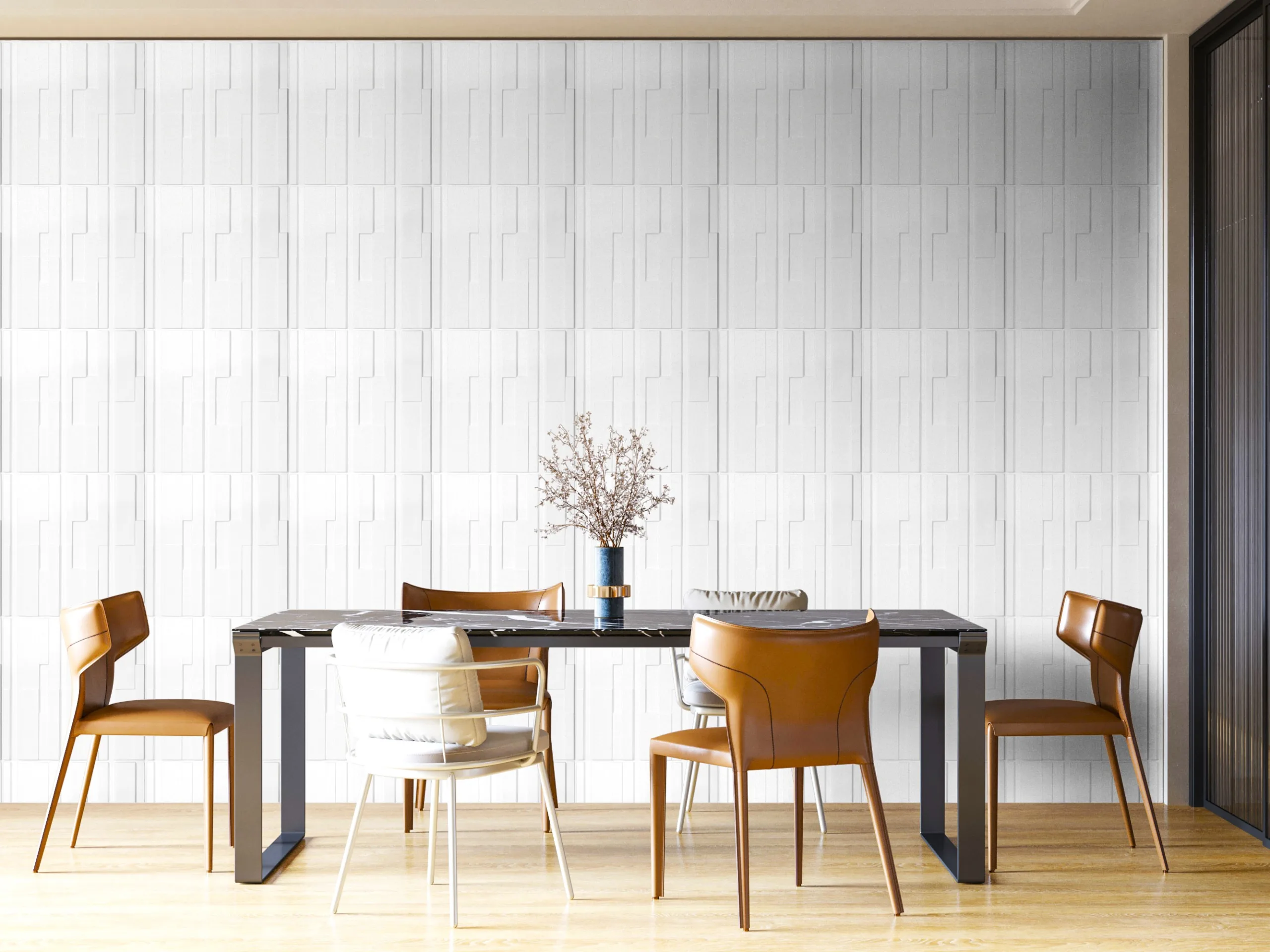 DAZZLING SQUARE WHITE-3D Texture - Pack of 12 Stylish PVC Panels, Covering 32 Sq Ft - Elevate Your Interior Décor - Image 6