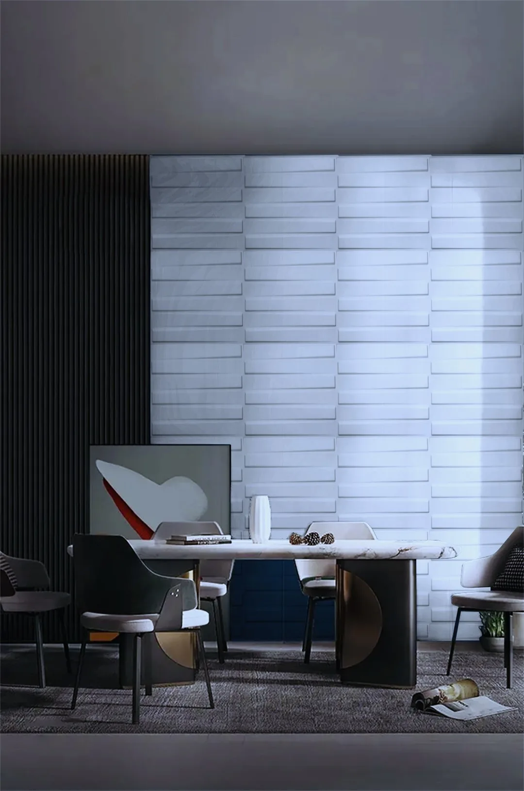 ALLURING LINING WHITE-3D Texture - Pack of 12 Stylish PVC Panels, Covering 32 Sq Ft - Elevate Your Interior Décor - Image 3