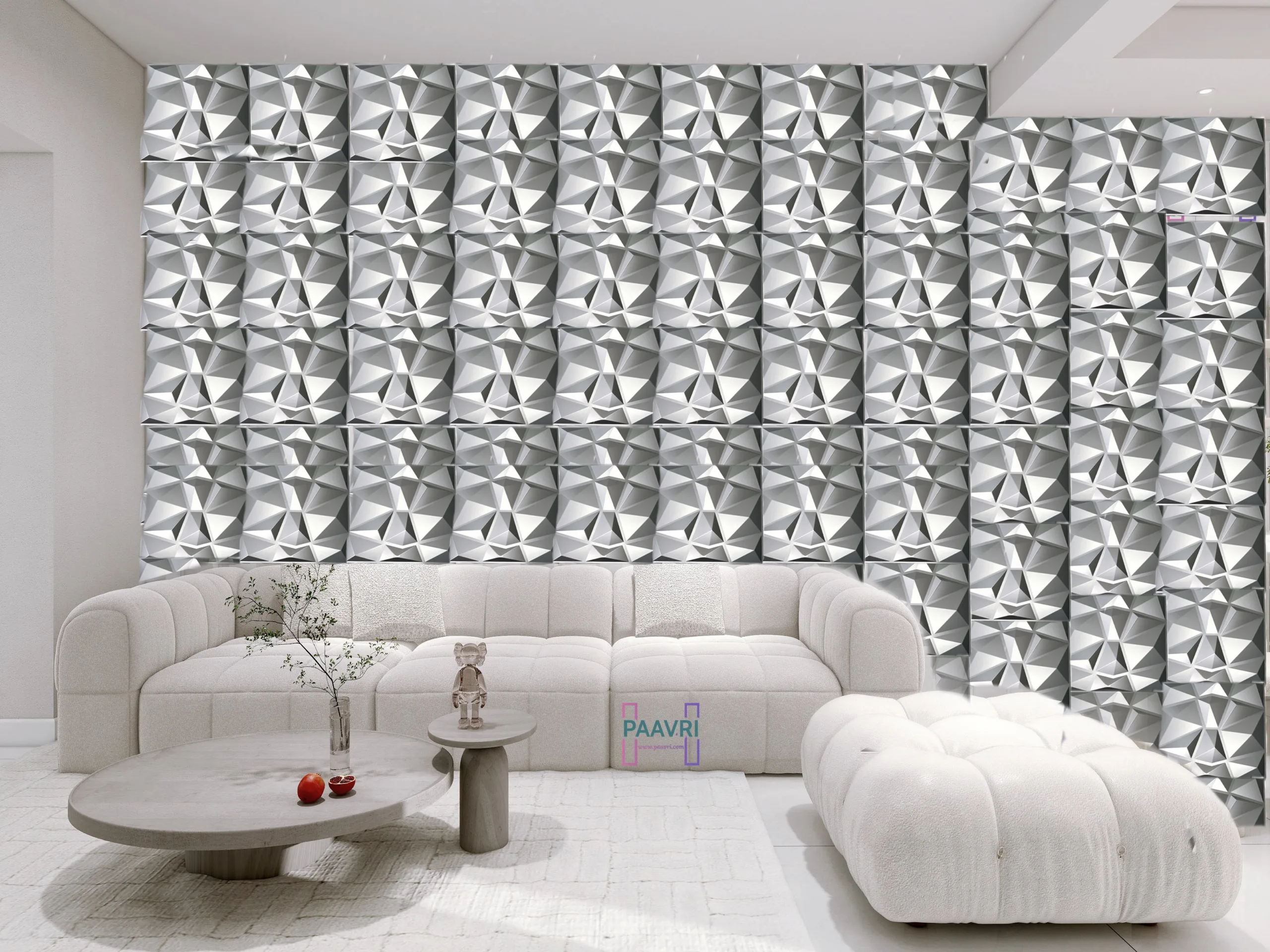 DIVINE DIMOND SILVER-3D Texture - Pack of 12 Stylish PVC Panels, Covering 32 Sq Ft - Elevate Your Interior Décor - Image 3