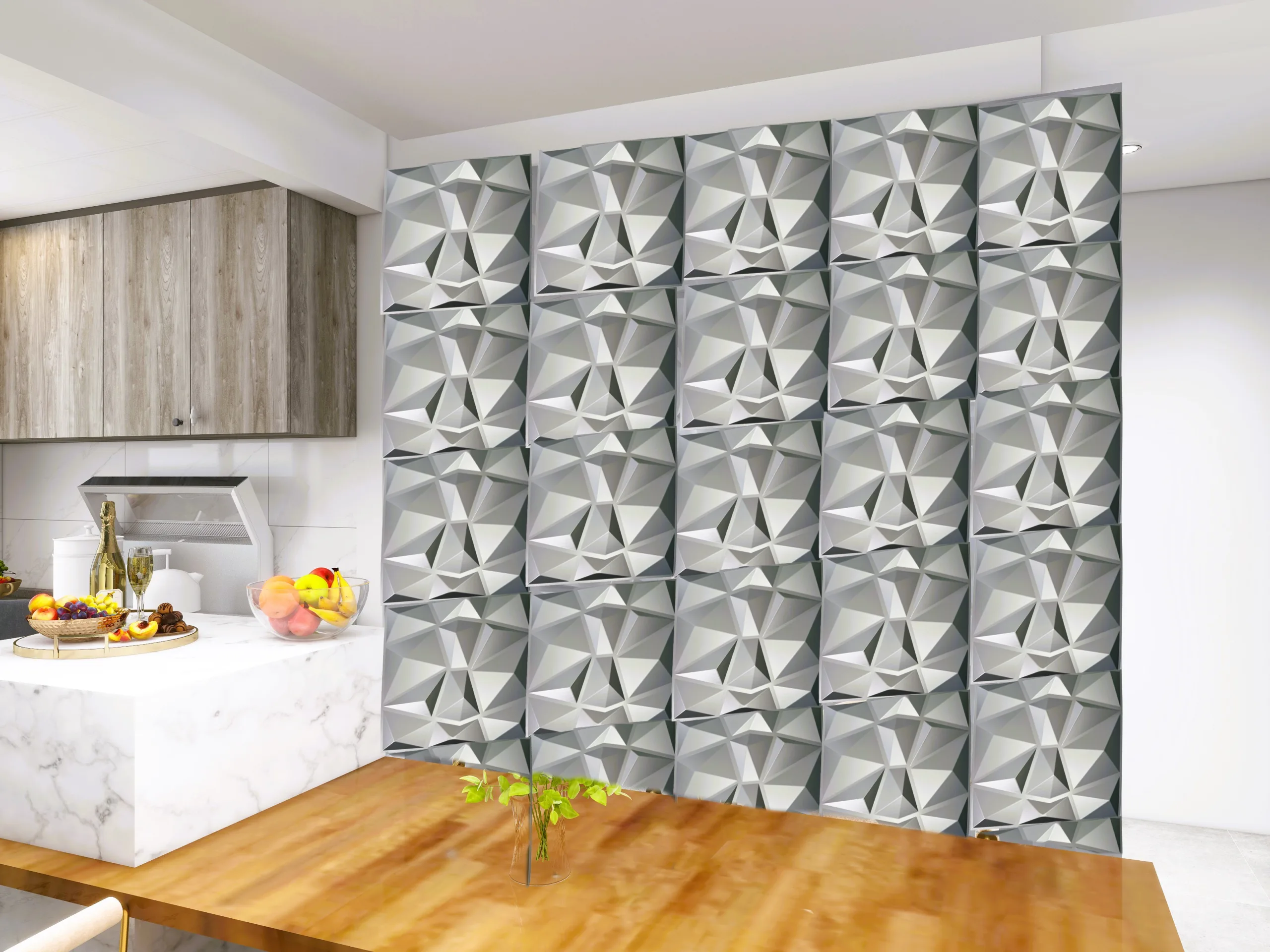 DIVINE DIMOND SILVER-3D Texture - Pack of 12 Stylish PVC Panels, Covering 32 Sq Ft - Elevate Your Interior Décor - Image 5