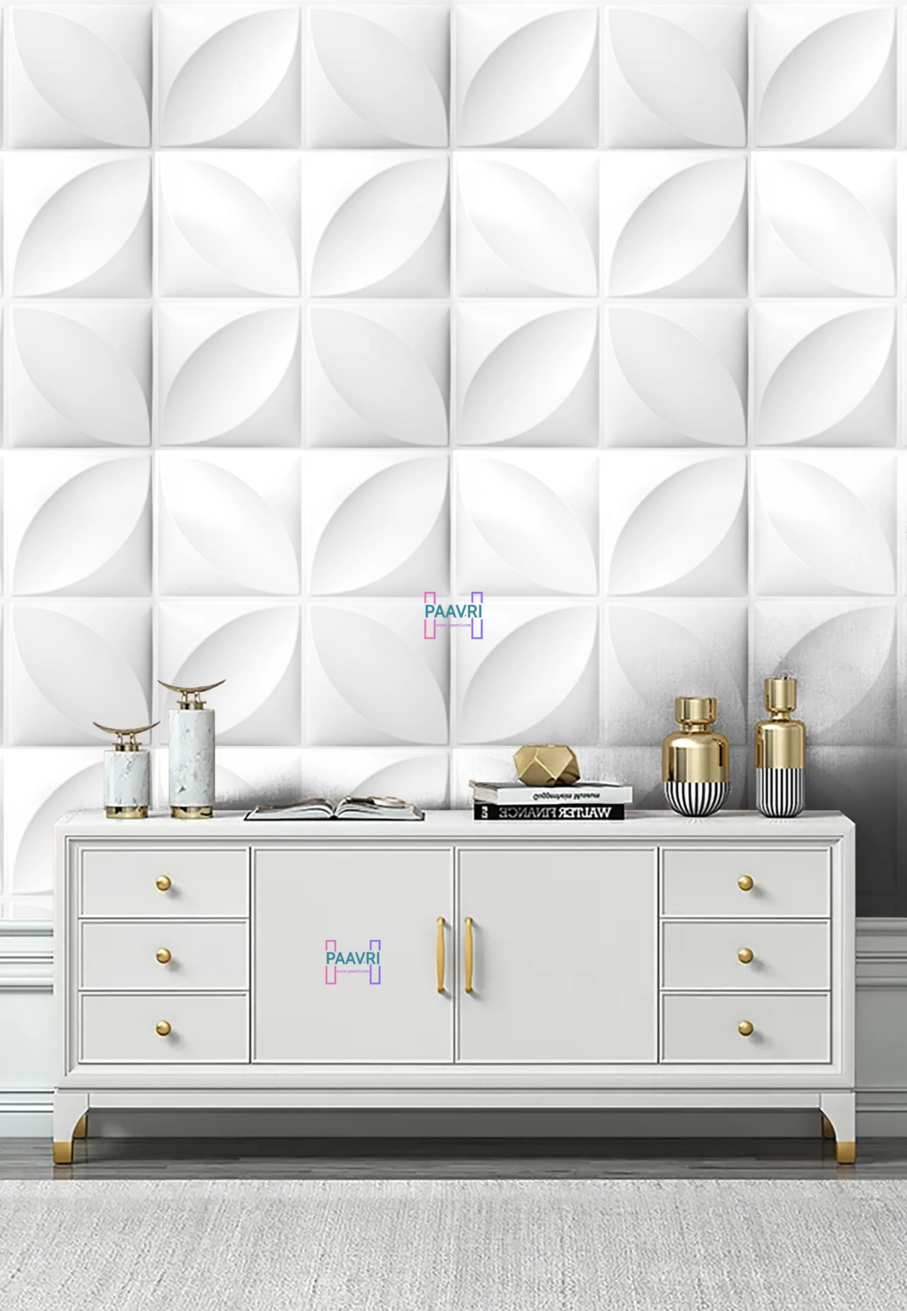 FANNY WHITE-3D Texture - Pack of 12 Stylish PVC Panels, Covering 32 Sq Ft - Elevate Your Interior Décor - Image 7