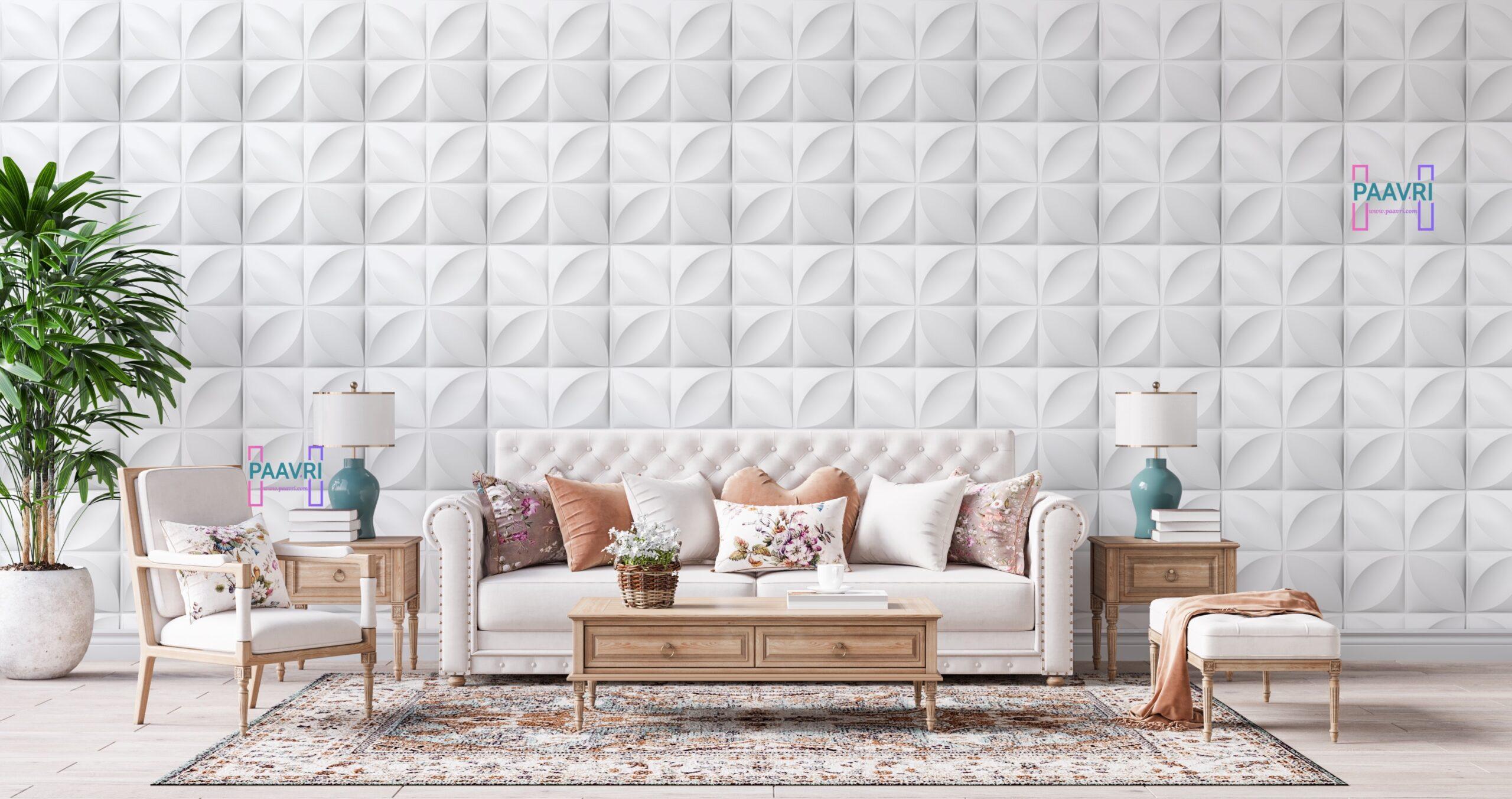 FANNY WHITE-3D Texture - Pack of 12 Stylish PVC Panels, Covering 32 Sq Ft - Elevate Your Interior Décor - Image 2