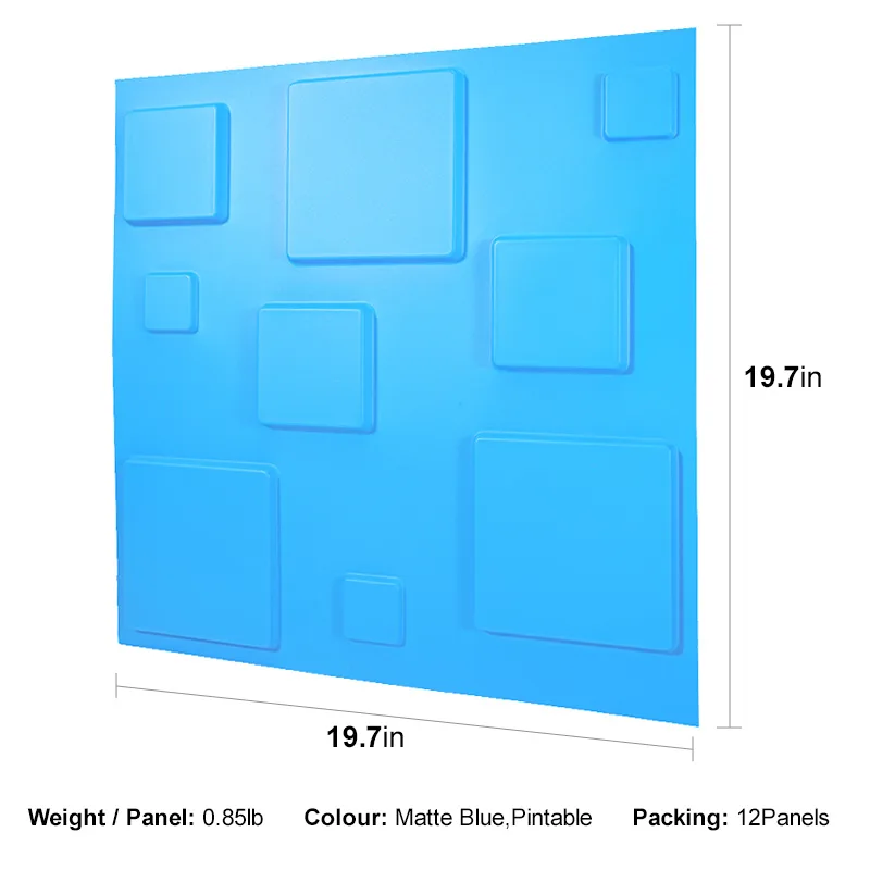 ANGELIC ROYAL BLUE-3D Texture - Pack of 12 Stylish PVC Panels, Covering 32 Sq Ft - Elevate Your Interior Décor