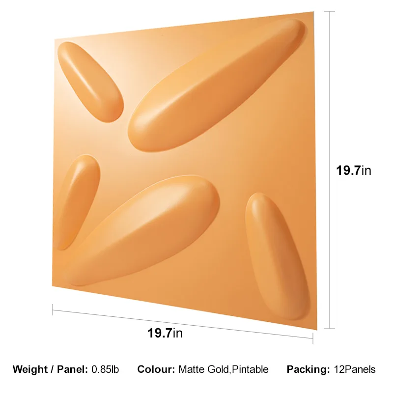 TEMPTING GLOY GOLDEN-3D Texture - Pack of 12 Stylish PVC Panels, Covering 32 Sq Ft - Elevate Your Interior Décor