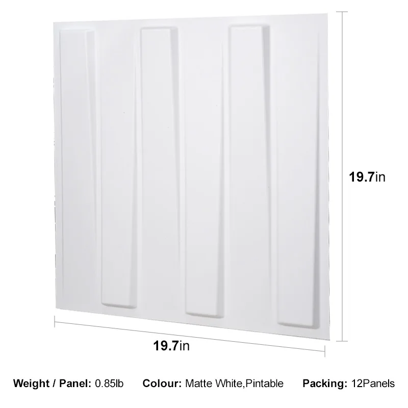 ALLURING LINING WHITE-3D Texture - Pack of 12 Stylish PVC Panels, Covering 32 Sq Ft - Elevate Your Interior Décor