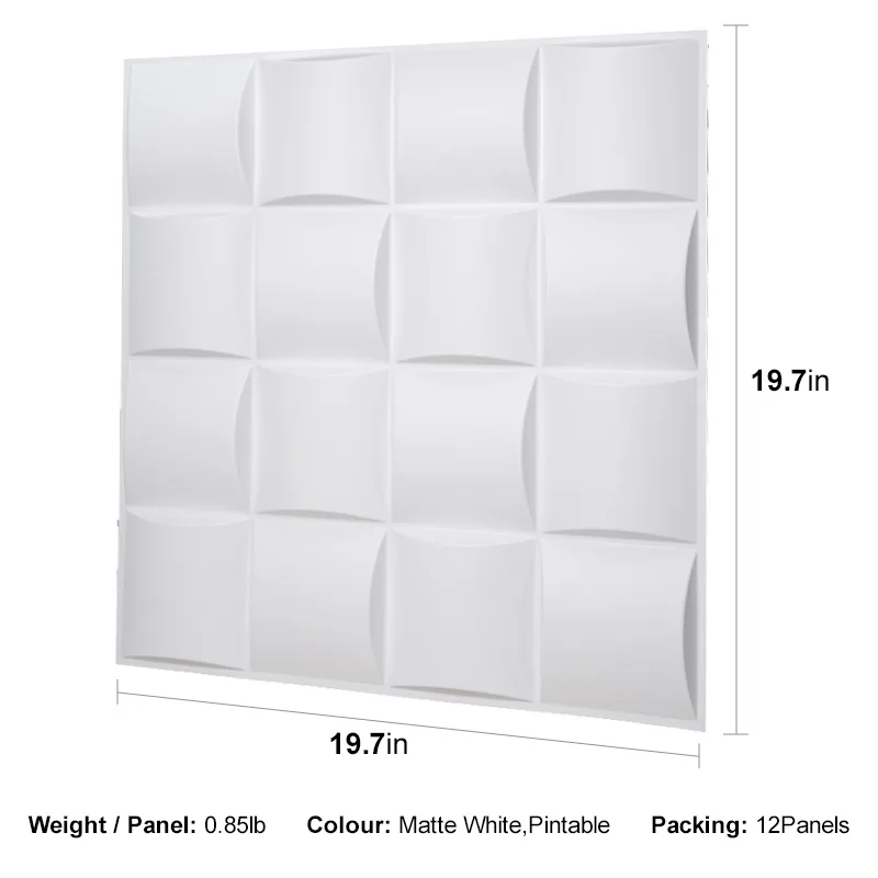 RAMP SQUARE BOX-3D Texture - Pack of 12 Stylish PVC Panels, Covering 32 Sq Ft - Elevate Your Interior Décor