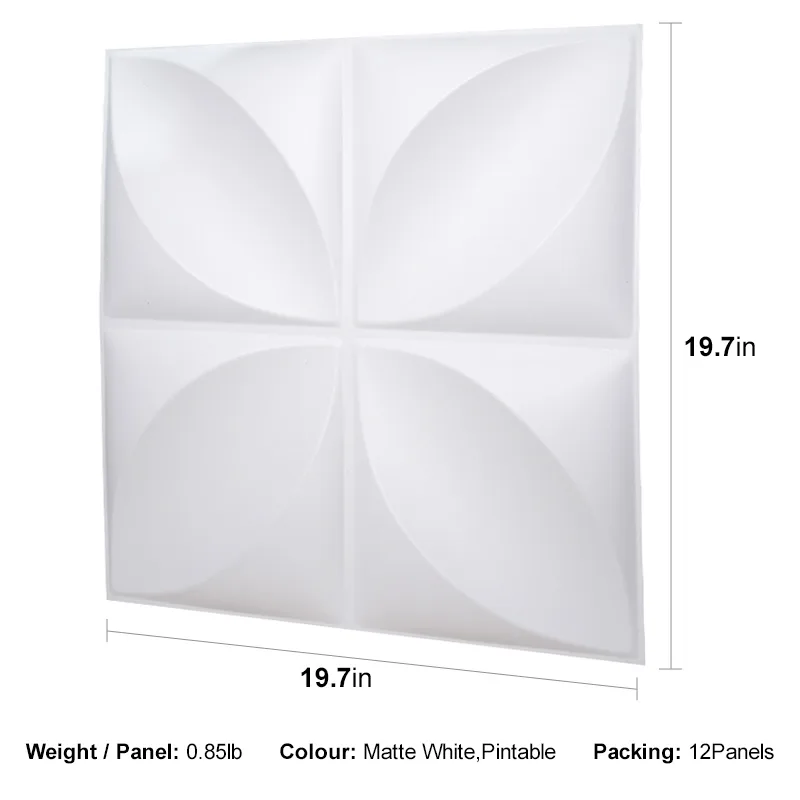 FANNY WHITE-3D Texture - Pack of 12 Stylish PVC Panels, Covering 32 Sq Ft - Elevate Your Interior Décor